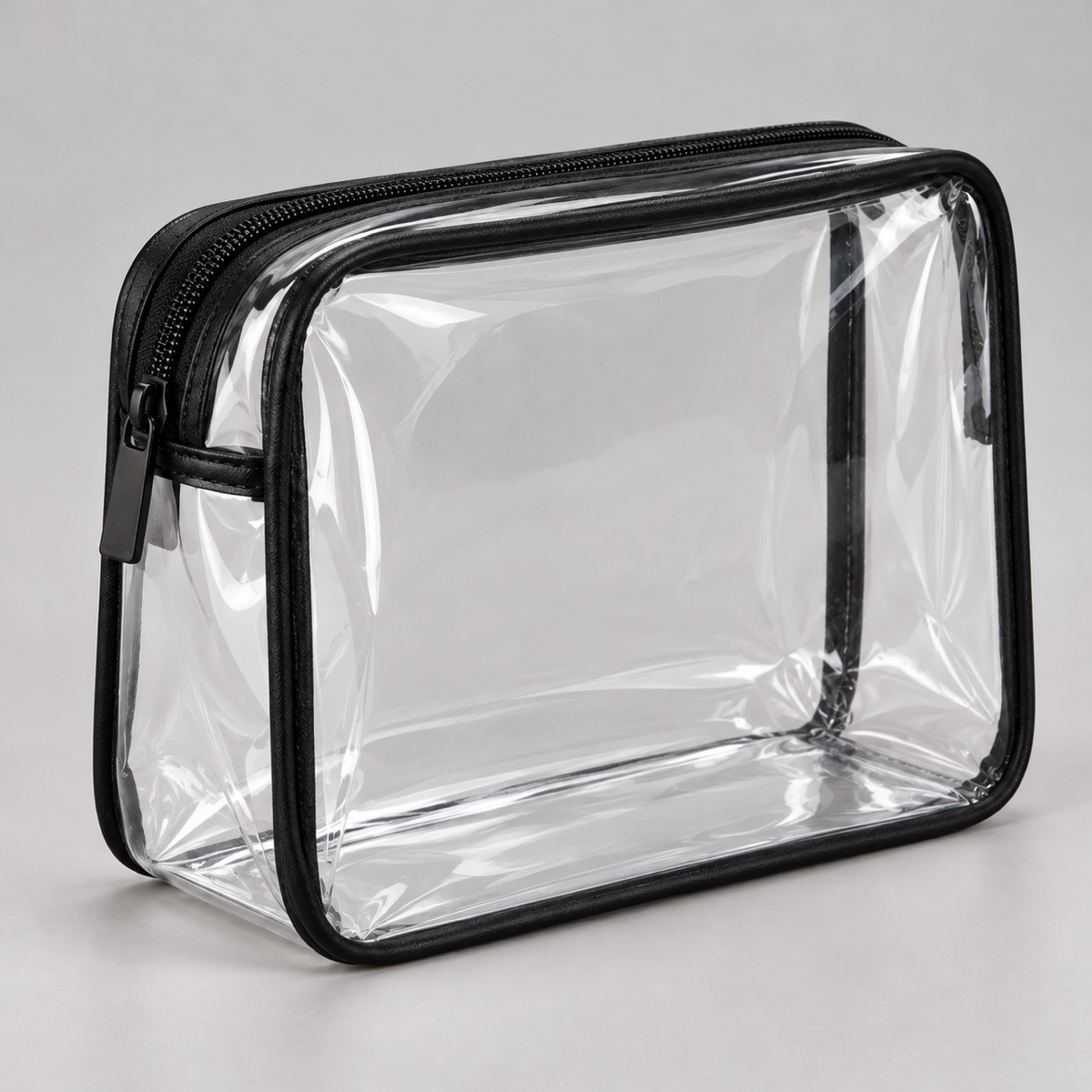 Necessaire transparente de PVC com acabamento preto e zíper OEM ODM — Yunshengyuan listing image 1601983916821 view 2