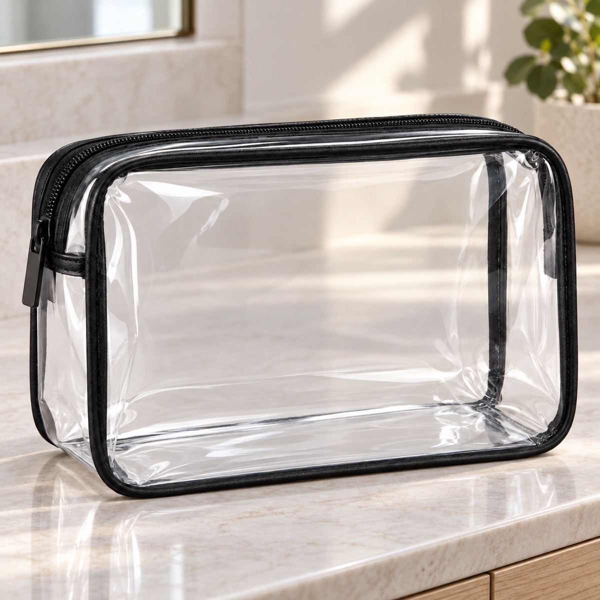 Necessaire transparente de PVC com acabamento preto e zíper OEM ODM — Yunshengyuan listing image 1601983916821 view 5