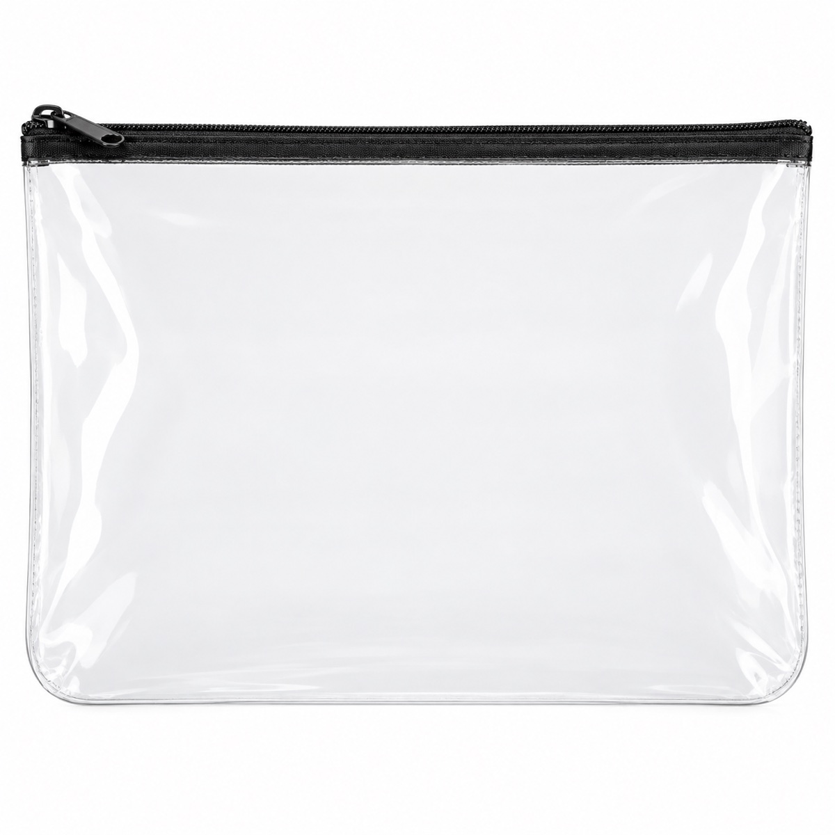 Necessaire transparente de PVC com acabamento preto e zíper OEM ODM · Necessaires cosméticos e de viagem product reference