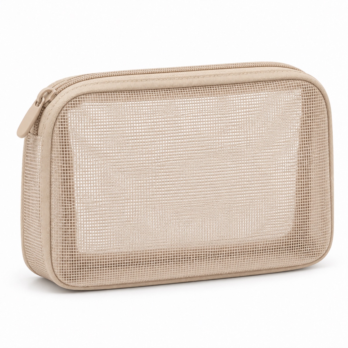 Supplier listing view 3 for Custom Beige Polyester Mesh Zipper Cosmetic Pouch Travel Makeup Organizer OEM ODM, Yunshengyuan product reference 1601989204764.