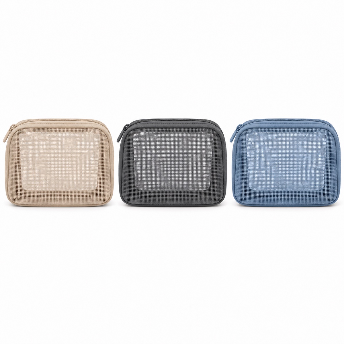 Supplier listing view 6 for Custom Beige Polyester Mesh Zipper Cosmetic Pouch Travel Makeup Organizer OEM ODM, Yunshengyuan product reference 1601989204764.