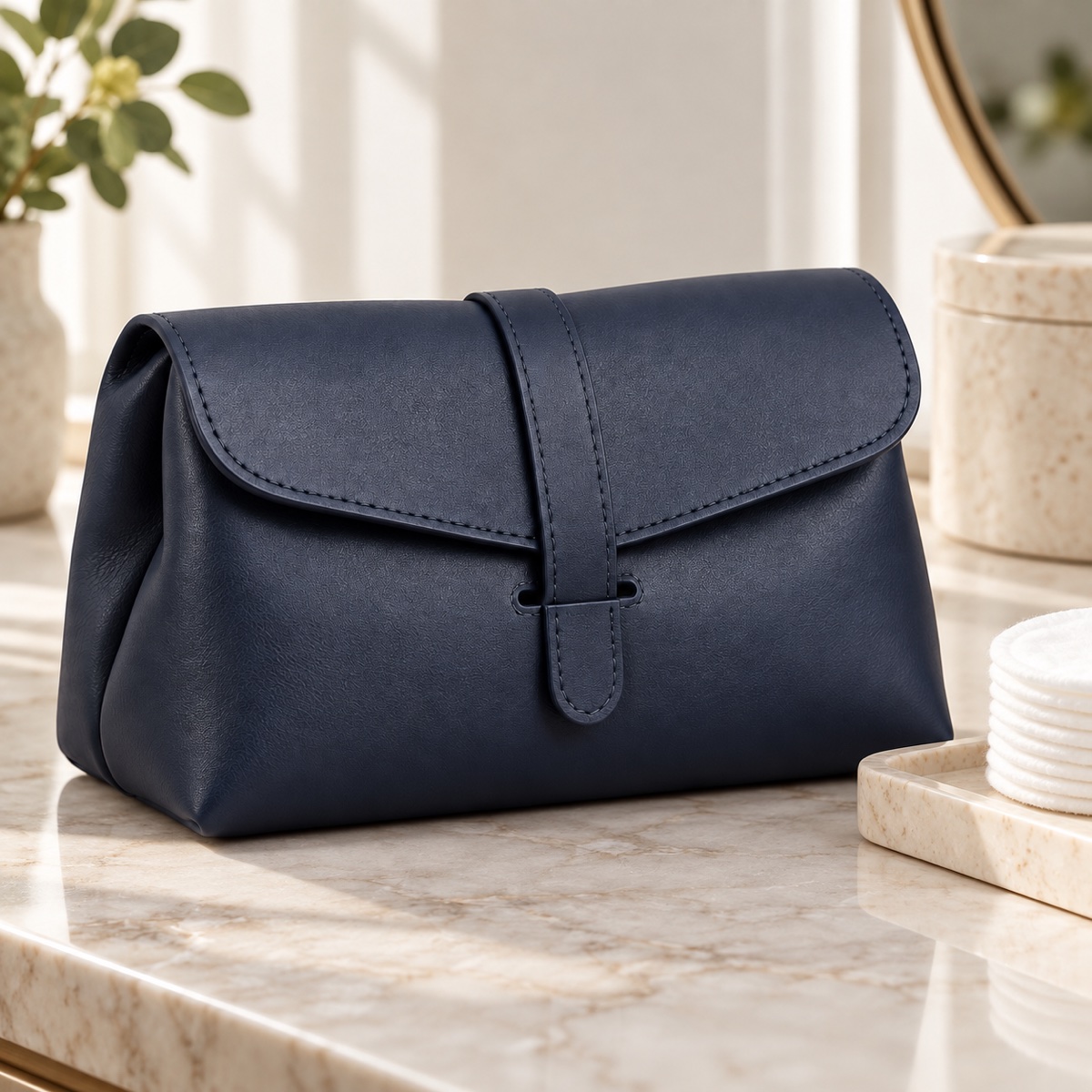 Supplier listing view 4 for Custom Navy PU No-Zipper Flap Cosmetic Pouch Travel Makeup Bag OEM ODM, Yunshengyuan product reference 1601989205677.
