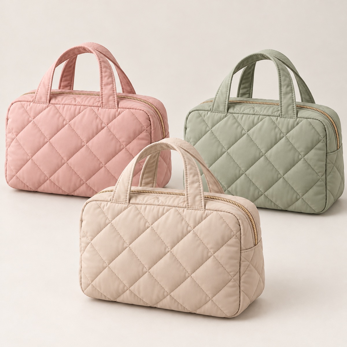 Supplier listing view 5 for Custom Quilted Polyester Handle Cosmetic Pouch Travel Makeup Bag OEM ODM, Yunshengyuan product reference 1601989224551.