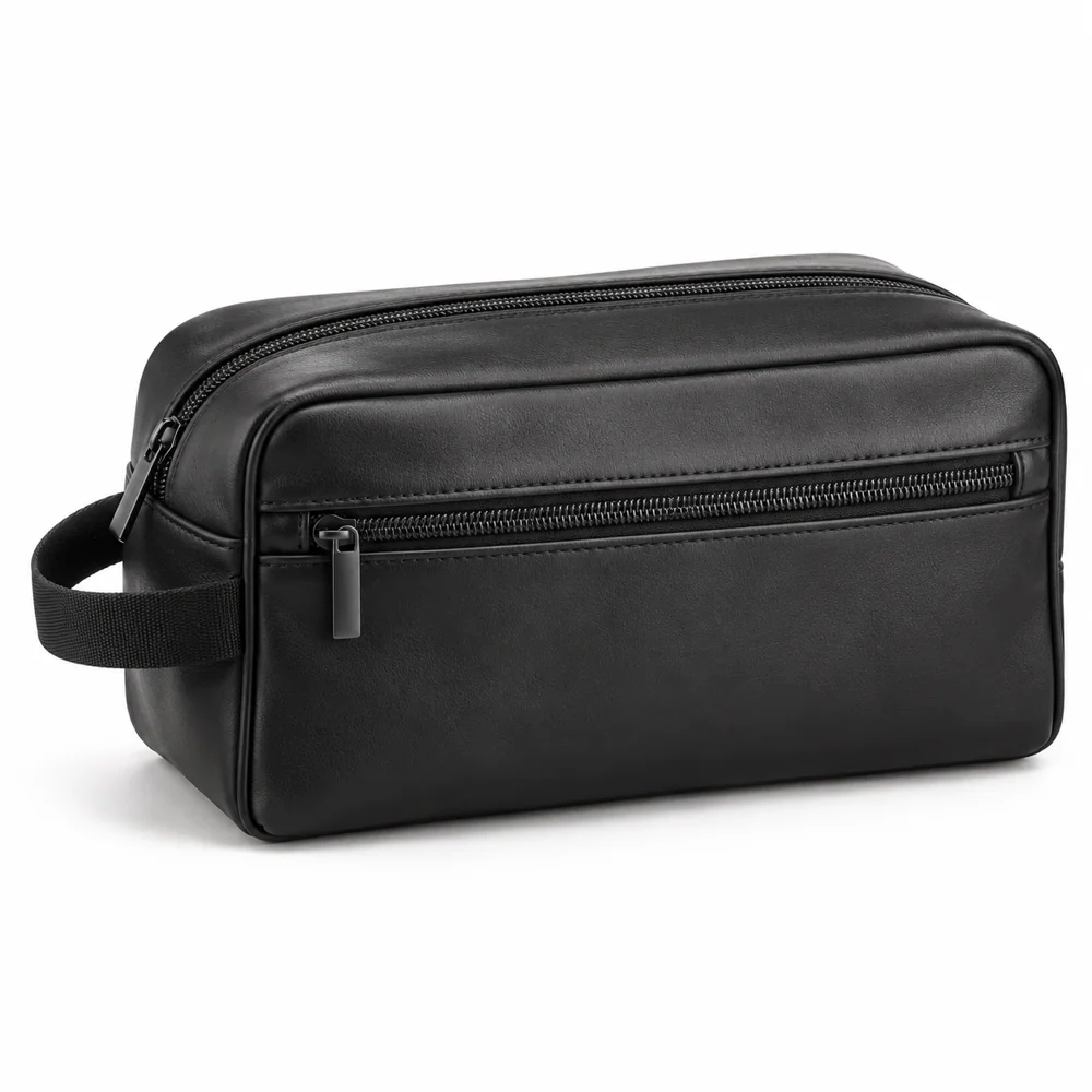 Black travel pouch catalog image